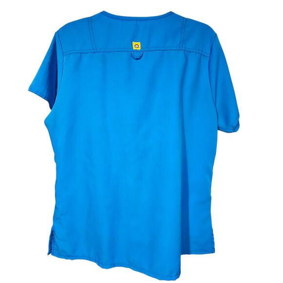 WonderWink Women's Vibrant Blue Scrub Set with Yellow Ties - Picture 4 of 11